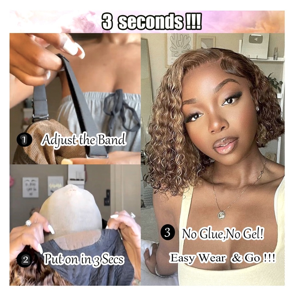 4/27 glueless bob wig hd 4x4 lace